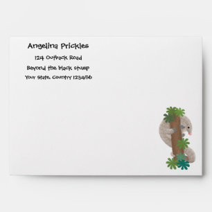 Cute happy pangolin anteater illustration envelope