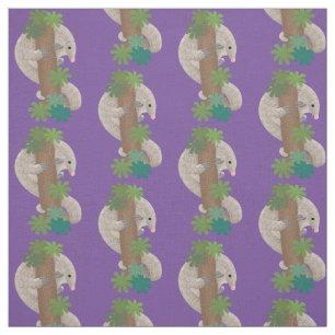 Cute happy pangolin anteater illustration fabric