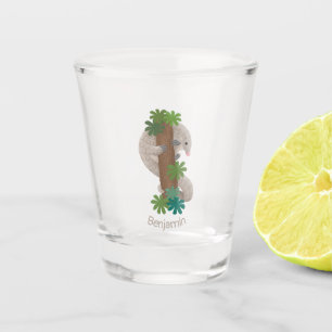 Cute happy pangolin anteater illustration shot glass