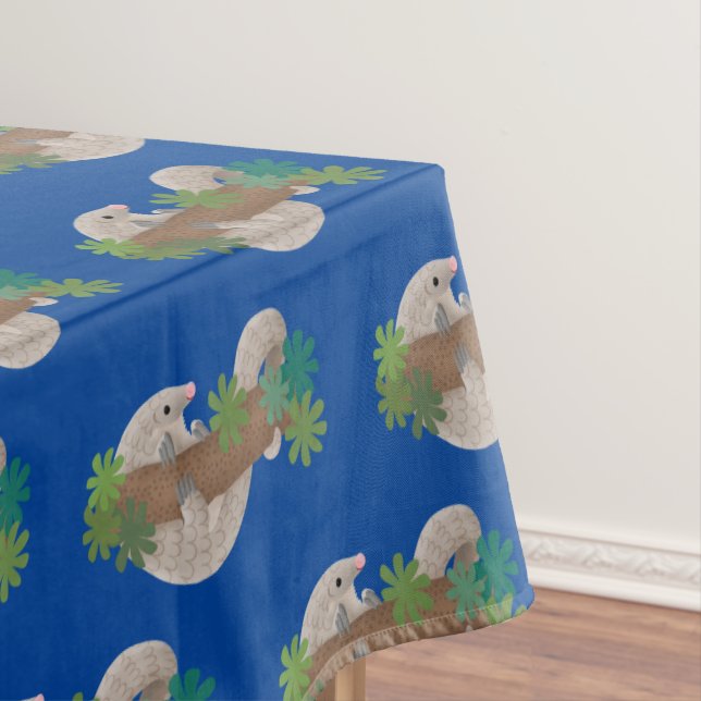 Cute happy pangolin anteater illustration tablecloth (In Situ)