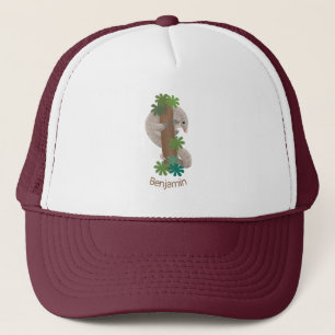 Cute happy pangolin anteater illustration trucker hat