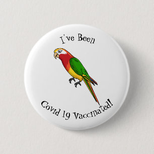 Cute happy parrot cartoon illustration 6 cm round badge