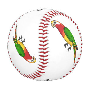 Cute happy parrot cartoon illustration baseball