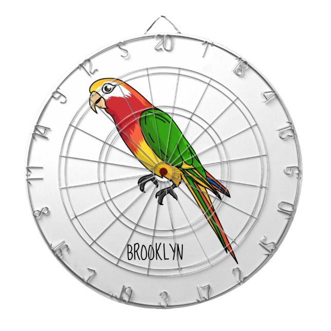 Cute happy parrot cartoon illustration dartboard (Front)