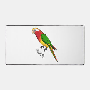 Cute happy parrot cartoon illustration desk mat