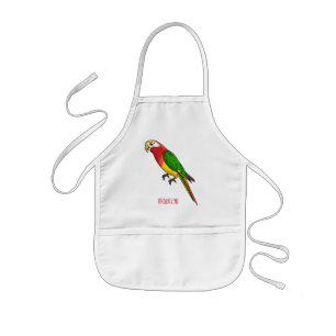 Cute happy parrot cartoon illustration kids apron