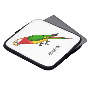 Cute happy parrot cartoon illustration laptop sleeve
