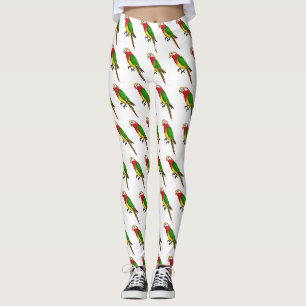 Cute happy parrot cartoon illustration leggings