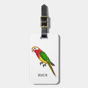 Cute happy parrot cartoon illustration luggage tag