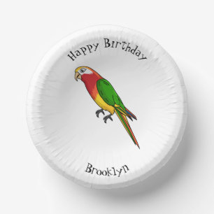 Cute happy parrot cartoon illustration paper plate