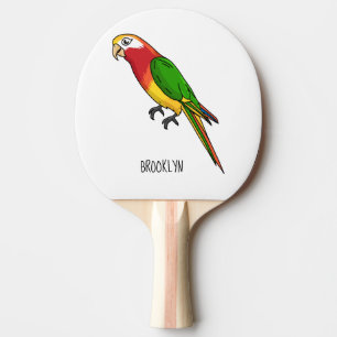 Cute happy parrot cartoon illustration ping pong paddle