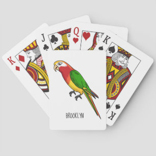Cute happy parrot cartoon illustration playing cards