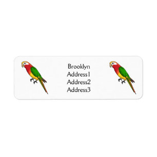 Cute happy parrot cartoon illustration return address label