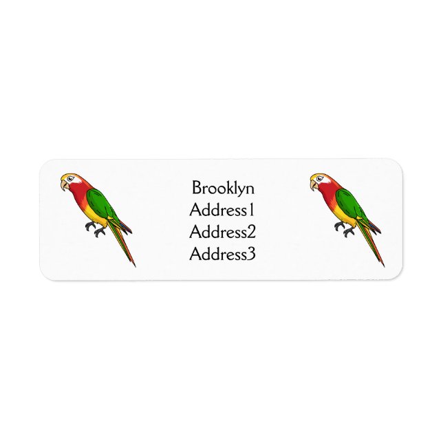 Cute happy parrot cartoon illustration return address label (Front)