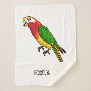 Cute happy parrot cartoon illustration sherpa blanket