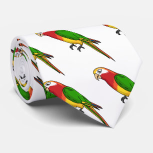 Cute happy parrot cartoon illustration tie