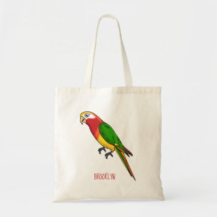 Cute happy parrot cartoon illustration tote bag