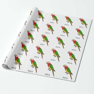 Cute happy parrot cartoon illustration wrapping paper