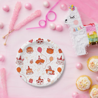 Cute happy party animals party plate