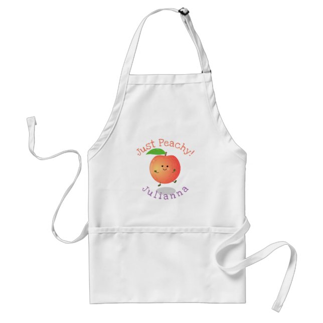 Cute happy peach just peachy cartoon illustration standard apron (Front)