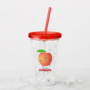 Cute happy peach yellow cartoon acrylic tumbler