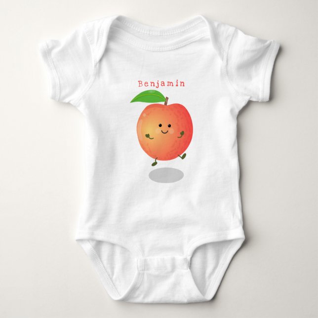 Cute happy peach yellow cartoon baby bodysuit (Front)