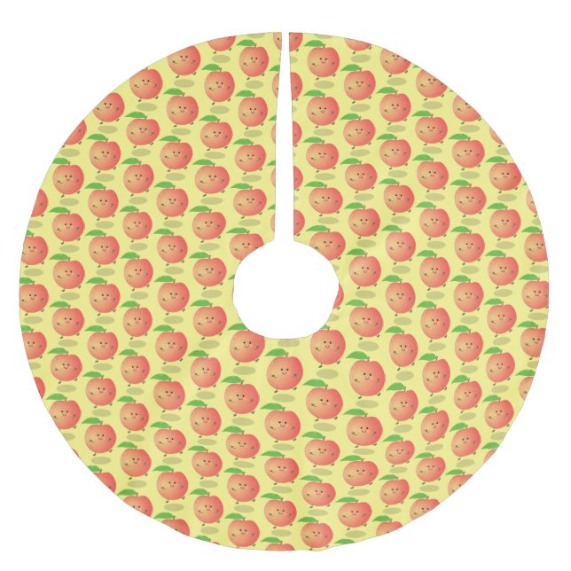 Cute happy peach yellow cartoon brushed polyester tree skirt (Front)