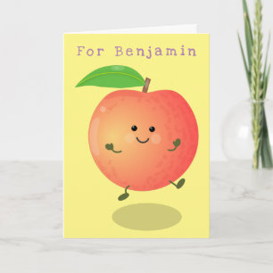 Cute happy peach yellow cartoon card