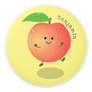 Cute happy peach yellow cartoon ceramic knob
