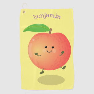 Cute happy peach yellow cartoon  golf towel