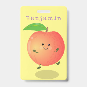 Cute happy peach yellow cartoon ID badge