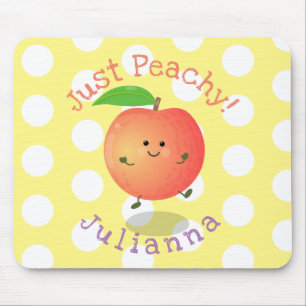 Cute happy peach yellow cartoon illustration mouse pad
