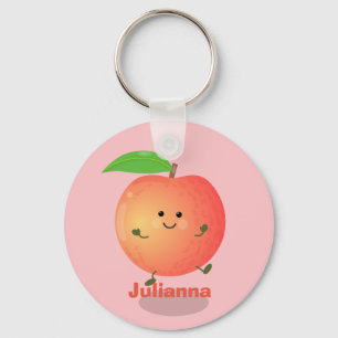 Cute happy peach yellow cartoon key ring