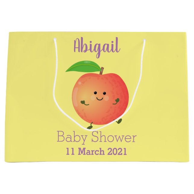 Cute happy peach yellow cartoon large gift bag (Front)