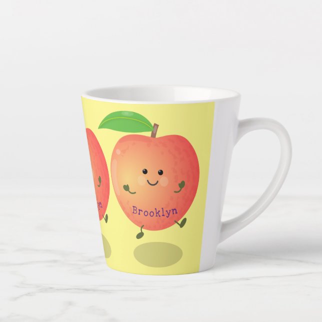 Cute happy peach yellow cartoon latte mug (Right)
