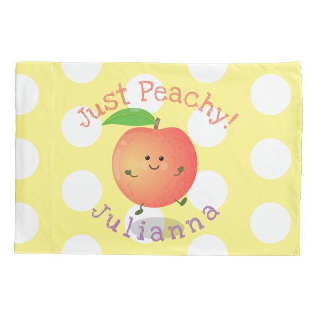 Cute happy peach yellow cartoon pillowcase (Back)