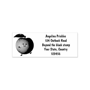 Cute happy peach yellow cartoon rubber stamp