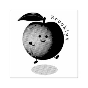 Cute happy peach yellow cartoon rubber stamp