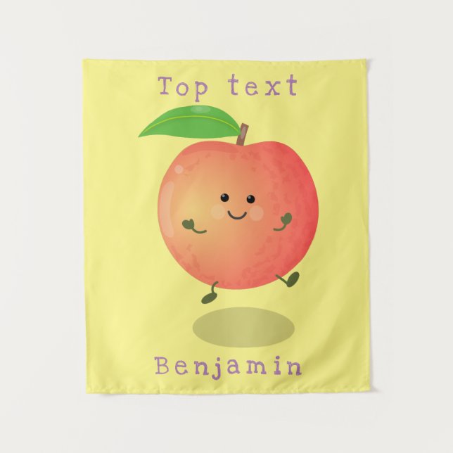 Cute happy peach yellow cartoon  tapestry (Front)
