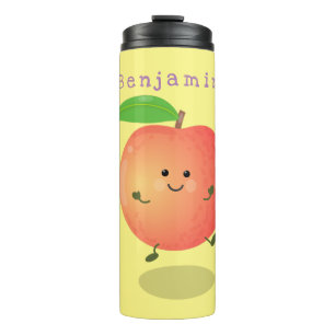 Cute happy peach yellow cartoon thermal tumbler