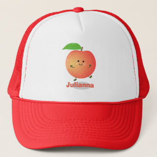 Cute happy peach yellow cartoon trucker hat