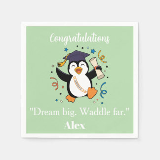 Cute Happy Penguin Graduation Party Napkin