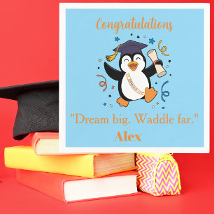 Cute Happy Penguin Graduation Party Napkin