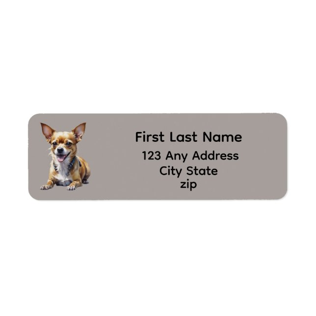 Cute Happy Pet Chihuahua Dog Return Address Label (Front)