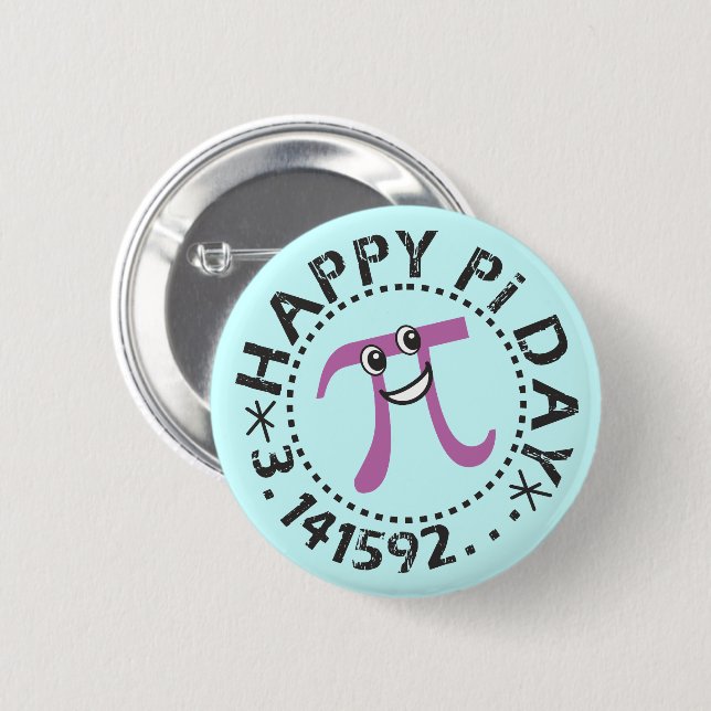 Cute Happy Pi Day © Button (Front & Back)