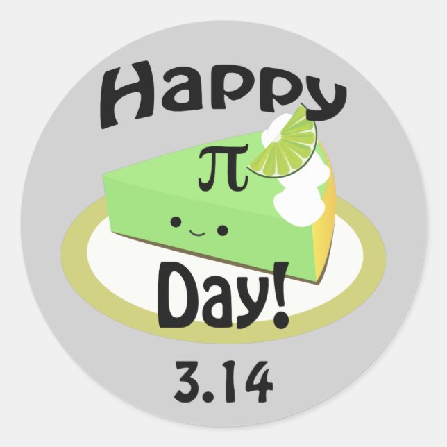Cute Happy Pi Day Classic Round Sticker (Front)