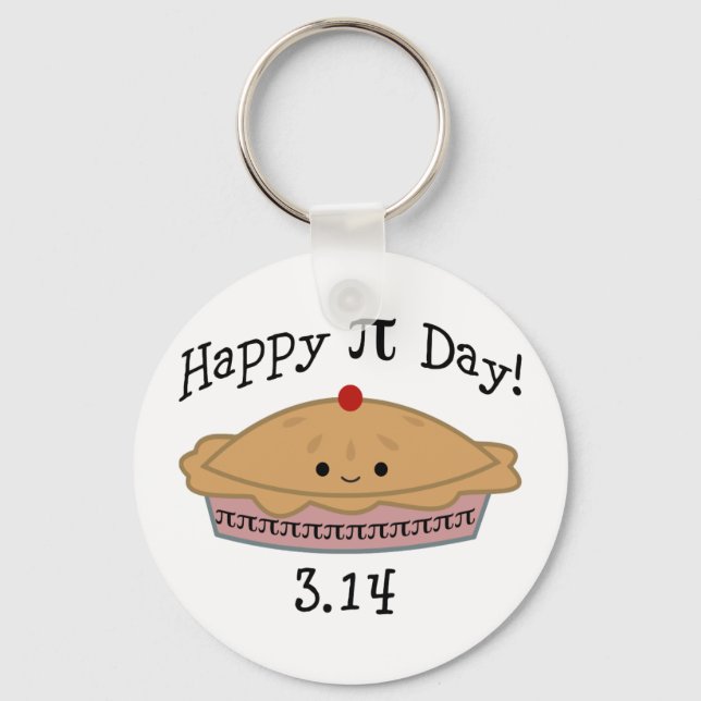Cute Happy Pi Day! Key Ring (Front)