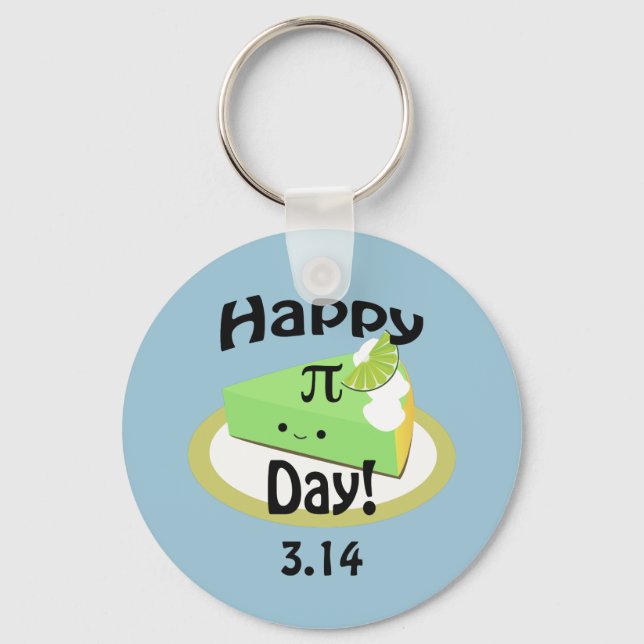 Cute Happy Pi Day Key Ring (Front)