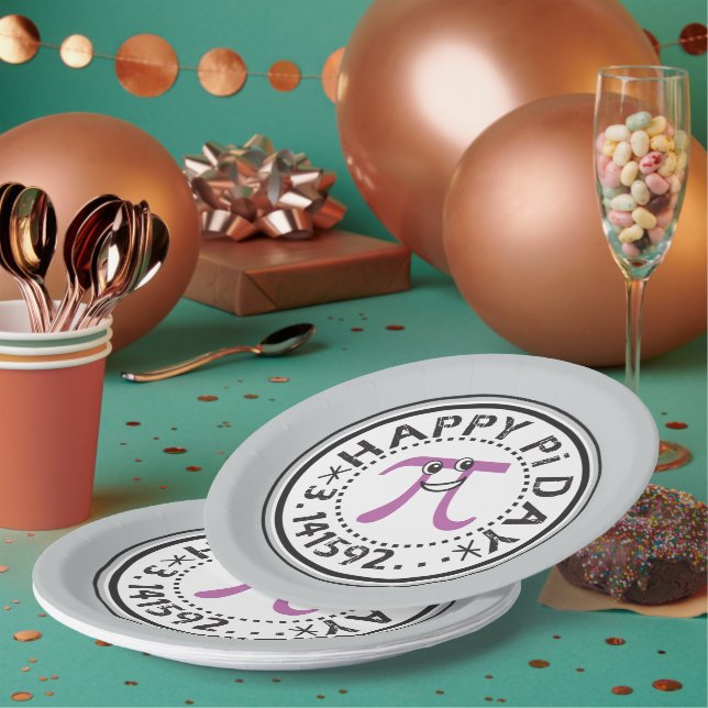 Cute Happy Pi Day Paper Plate (Multi)