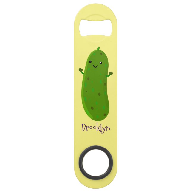 Cute happy pickle cartoon illustration (Front)